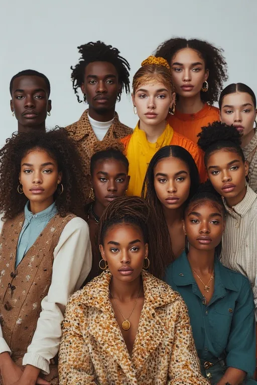 Chic Winter Style Looks for a Cozy & Trendy Season 11 Diverse group expressing individuality and confidence through personal fashion and hairstyle choices.