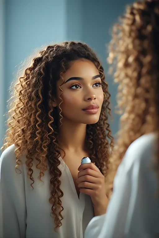 Beautiful braided and curly hairstyles guide 5 Woman maintaining healthy curls with protective braids and hydration care.