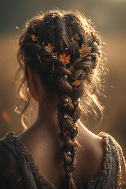 Romantic fall braid with soft, textured strands.