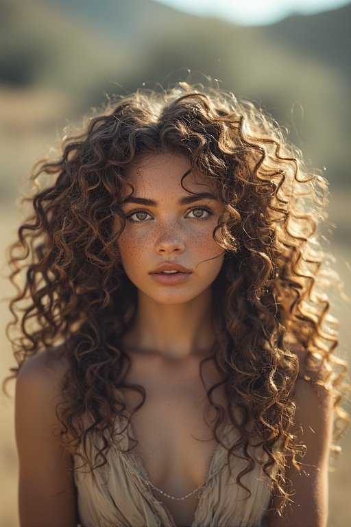 Braided & Curly Hairstyles 7 Woman with voluminous curly hair and side braids, combining fun and fashion-forward texture.