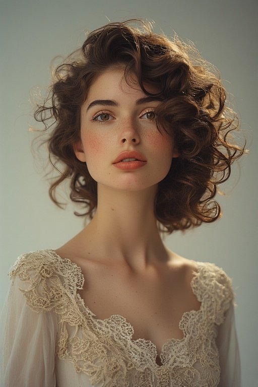 Beautiful curly airstyles for women 10 Woman with side-parted curly hairstyle showing elegant, flowing curls.