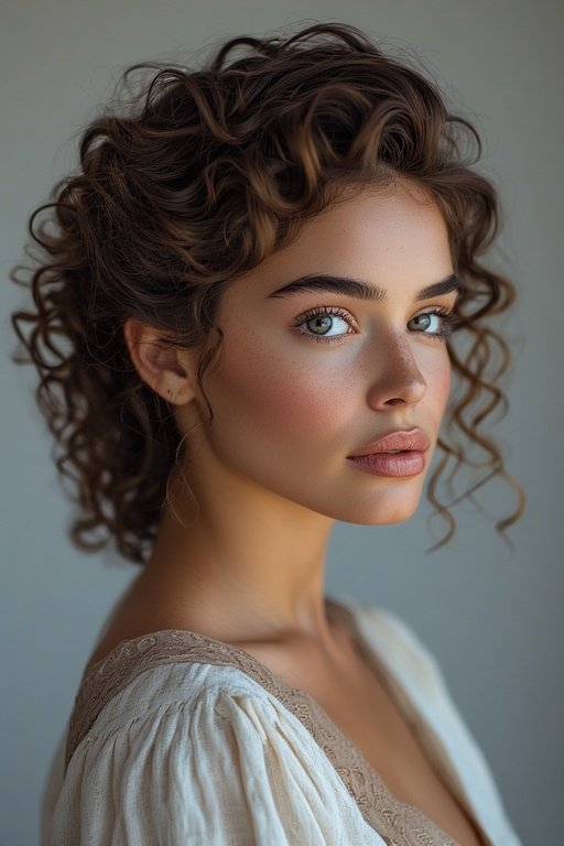 beautiful-curly-hair-looks 8 A woman with side-parted curly hair that frames her face beautifully with volume and bounce.