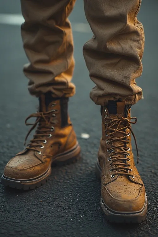 10+Chic Street Style Outfits Ideas 5 Street fashion footwear close-up showing chunky sneakers and knee-high boots.