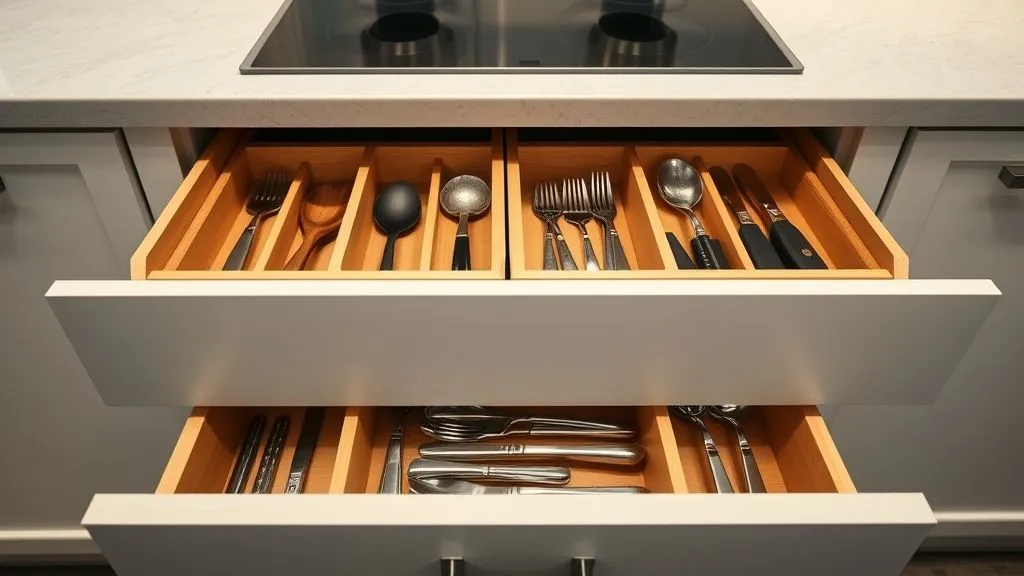 Kitchen and Pantry Organization 13 Full-view pantry with stackable containers and jars neatly arranged on open shelves.