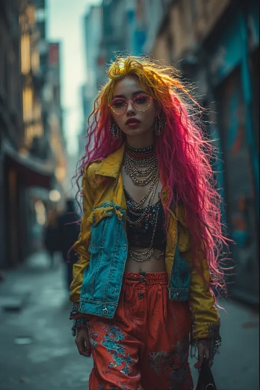 Chic Winter Style Looks for a Cozy & Trendy Season 7 Urban street-style fashion with expressive hairstyle representing creativity and individuality.