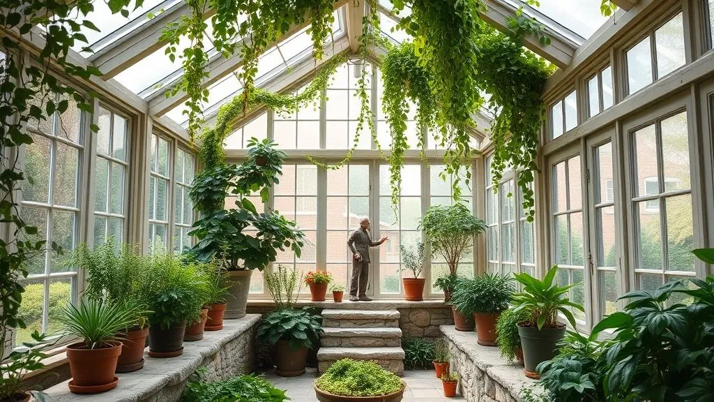 Bright & Cozy Sunroom Ideas 7 Sunroom with indoor garden filled with plants, vines, and natural light.