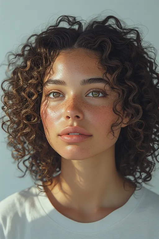 Braided & Curly Hairstyles 2 Woman with voluminous curly hair and side braids, showing a natural and elegant braided curly hairstyle.