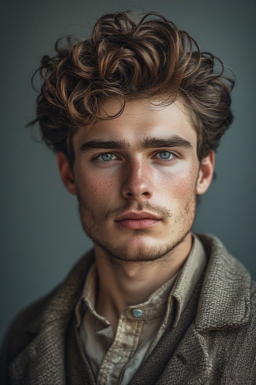 Curly Hair Men’s Styles 8 Curly quiff hairstyle with lifted curls styled backward for a modern elegant look.