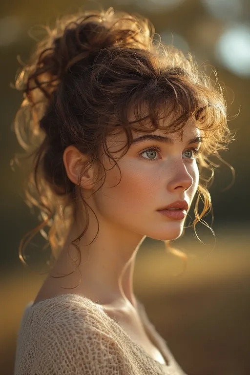 Messy ponytail hairstyle combining effortless style with cozy autumn vibes.