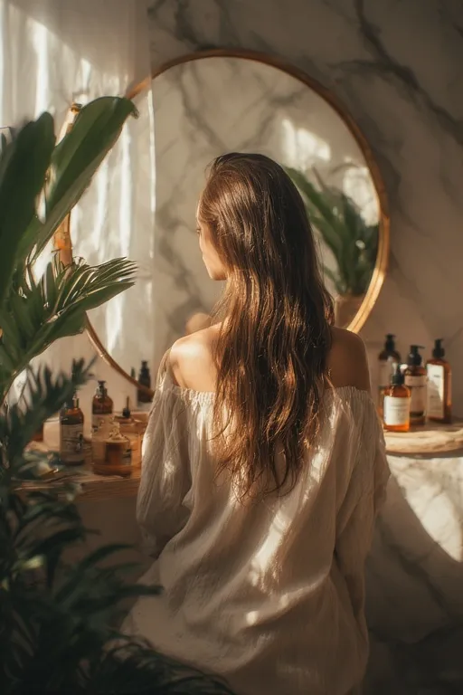 Haircare products arranged neatly, emphasizing the importance of healthy hair for great style.