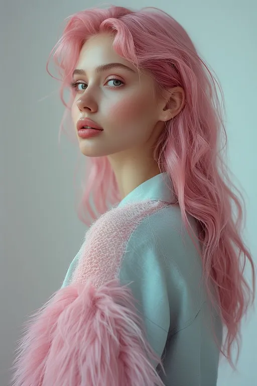 Chic Winter Style Looks for a Cozy & Trendy Season 6 Coordinated pastel hairstyle and outfit showcasing harmony between fashion color and hair tone.