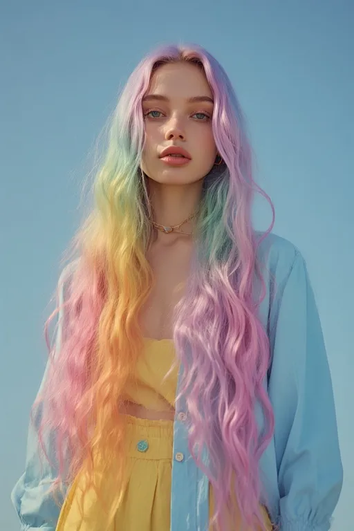 Trendy Fashion & Hairstyle Ideas for a Modern Look 5 Coordinated fashion and hair colors creating a balanced and stylish visual appeal.