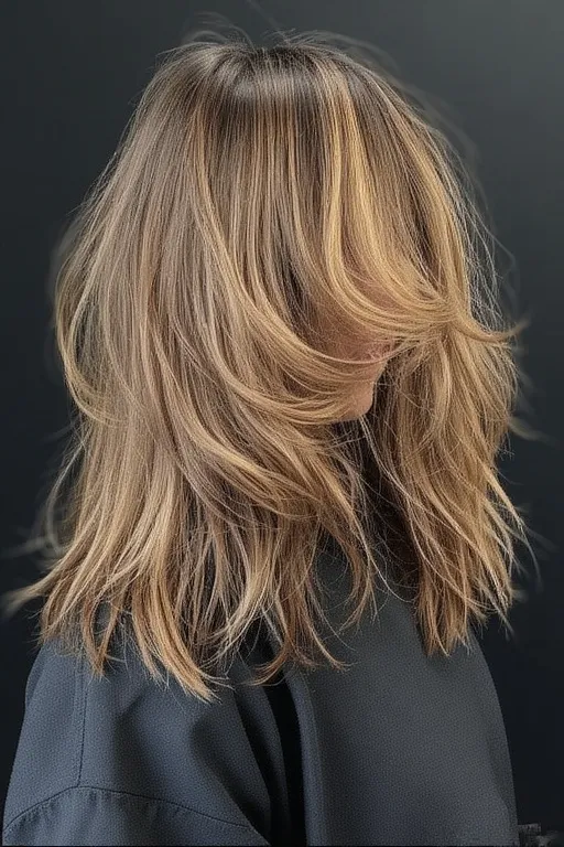 Woman with loose, beachy waves adding movement and dimension to her hairstyle