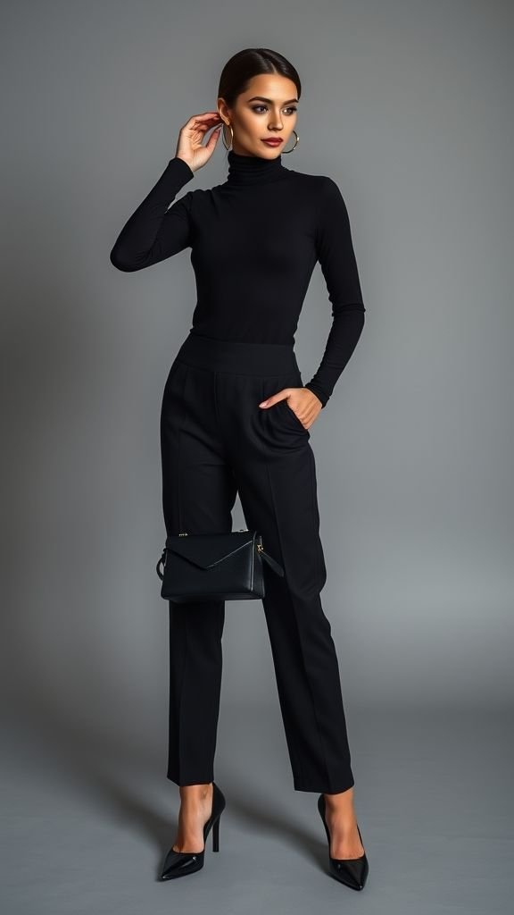All Black Outfit: Timeless Sophistication in Every Style 9 Flat lay of elegant black and gold accessories arranged stylishly on a dark surface.