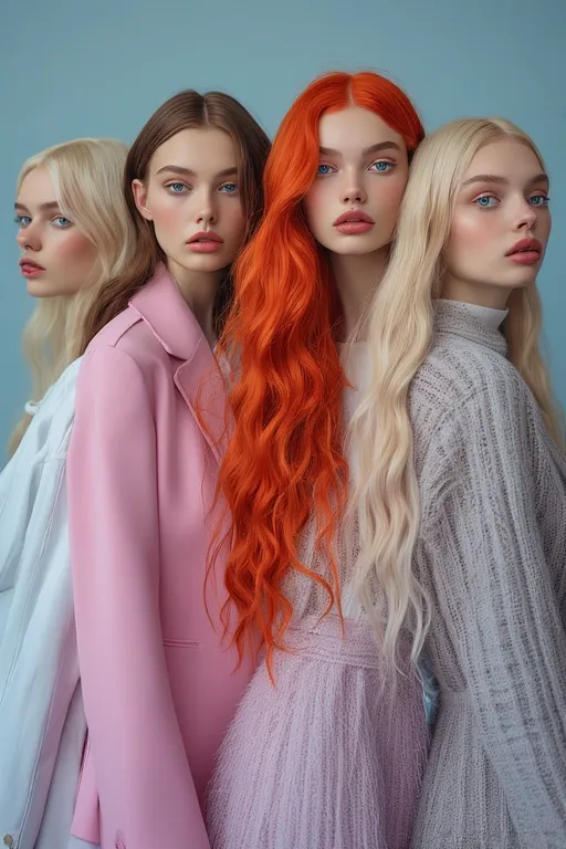 Models with diverse hair colors showcasing the role of color in modern fashion and hairstyles.