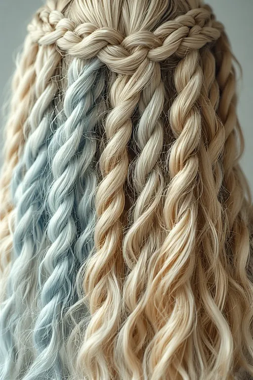 Beautiful Braided Curly Hairstyles 11 Twisted braids with defined curls showcasing volume, texture, and creativity.