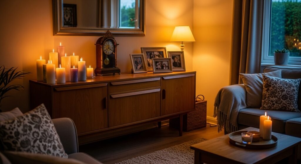 16 Budget-Friendly Living Room Makeover Ideas 16 Budget-friendly living room with candles and vintage accents for personality.