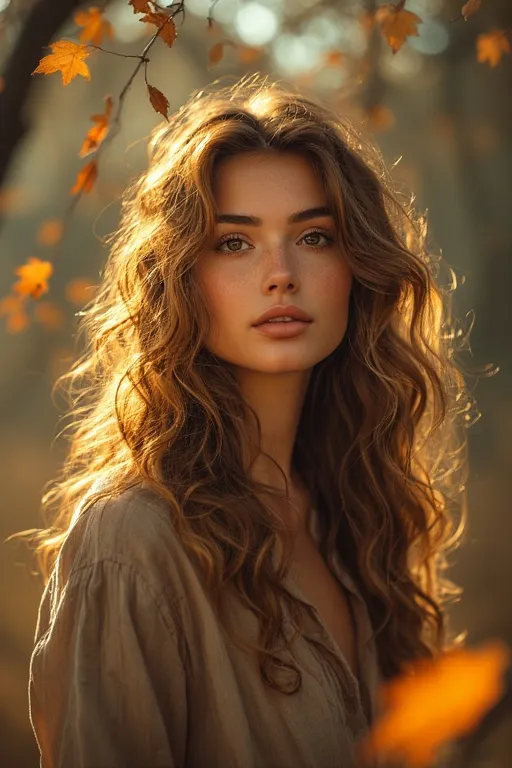 Fall hairstyle inspiration with warm tones and soft textured waves for autumn.
