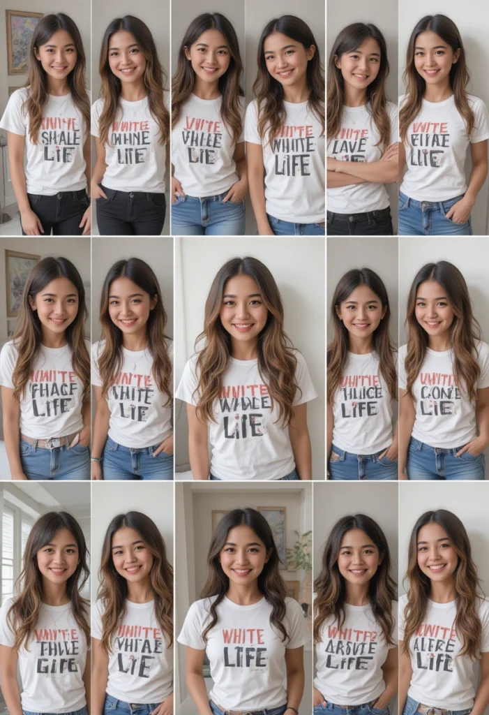 White Lie Ideas Funny Party Shirt Trends 11 Collage of stylish people wearing different white lie shirts, highlighting the viral social media trend.