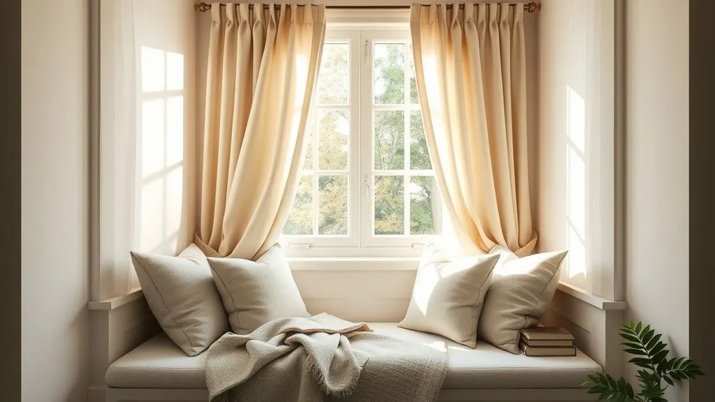 Beautiful and Cozy Reading Nook Ideas 2 Cozy window seat nook with soft cushions, throw blanket, and natural sunlight.