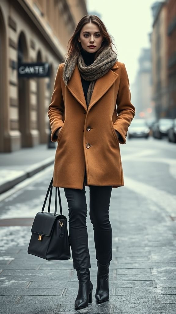 Outfit Ideas: Chic Looks for Every Season and Occasion 8 Winter outfit with wool coat, turtleneck, trousers, and boots