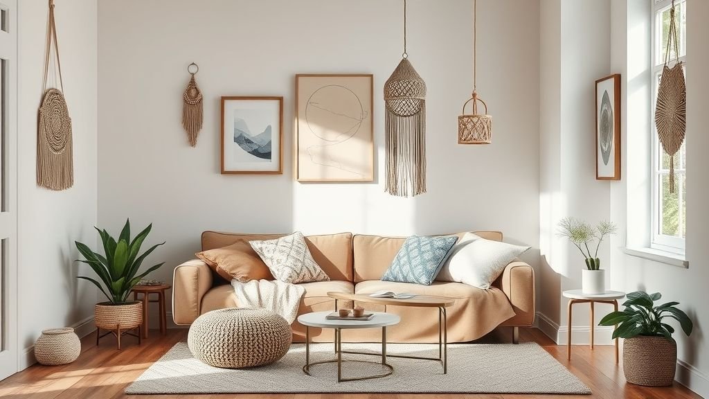 Stylish Floor Seating Ideas for Cozy Spaces 12 Floor seating area with macramé wall art and creative boho décor.