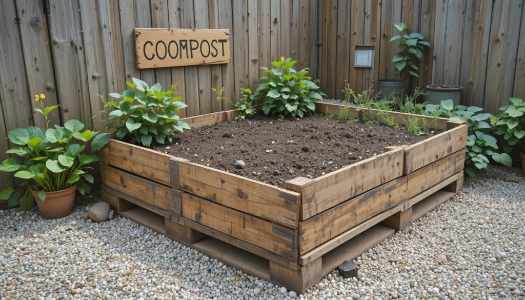 16 Creative DIY Ideas for a Modern Home Garden 14 Compact compost bin made of wooden pallets in a modern eco garden.