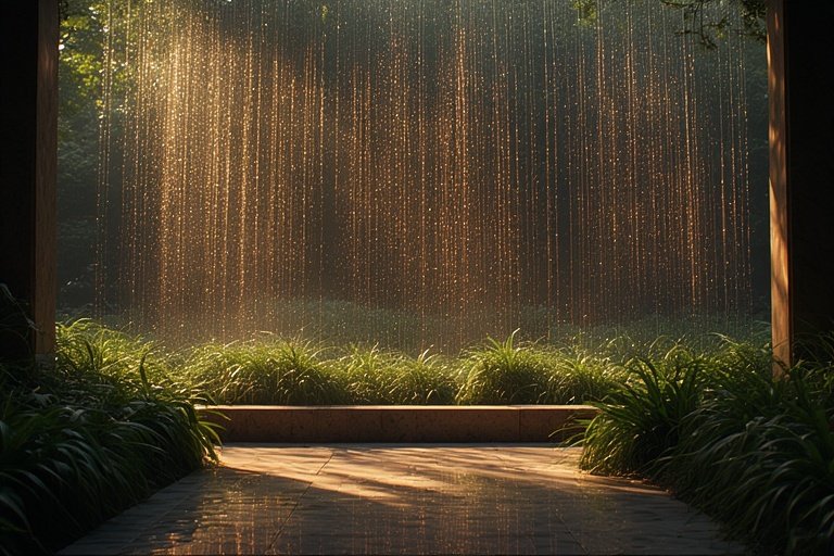 Backyard Water Features for a Tranquil Outdoor Escape 12 copper-veil-rain-fountain