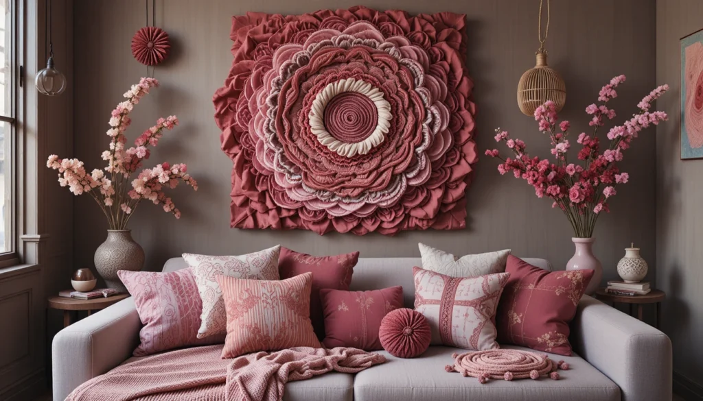 The Raspberry Mille-Feuille: A Statement Dessert for Elegant Home Decor 10 DIY décor inspired by mille-feuille with layered textiles and raspberry accents.