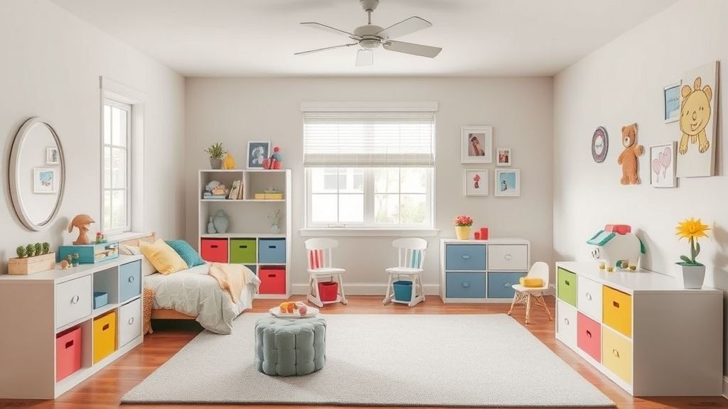 16 Whimsical Kids Room Ideas to Brighten Your Home Decor 16 Kids room with neutral furniture and colorful adaptable accents.