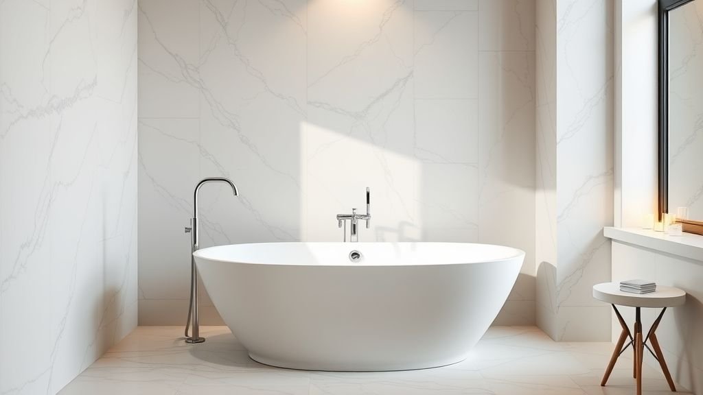 Bathroom Design Ideas for a Stylish Space 7 elegant bathroom with freestanding bathtub and marble wall design