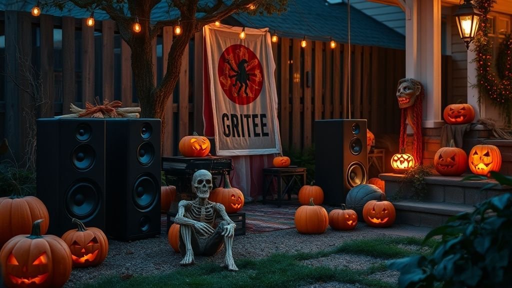Halloween Outdoor Decoration Ideas for a Spooky Home 13 Outdoor Halloween decorations with spooky lighting and hidden sound effects.