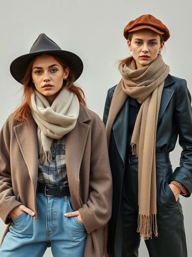 Street Style 2025: The Ultimate Guide to Modern Urban Fashion 8 A chic model wearing a stylish hat and modern outfit, highlighting the 2025 “Headwear Comeback” trend that brings classic hats and scarves back into contemporary fashion