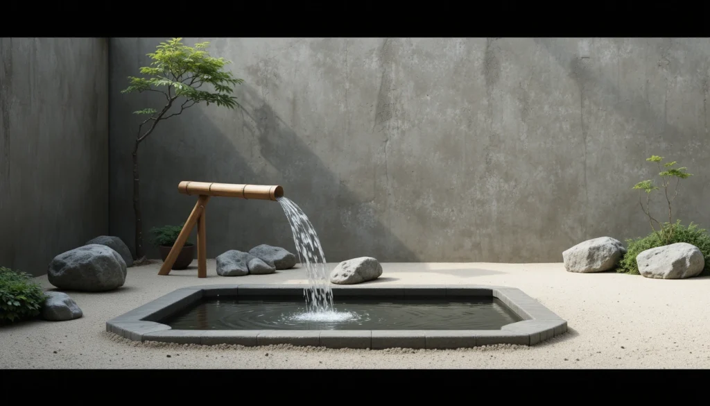 Backyard Water Features for a Serene Outdoor Escape 13 Japanese-inspired bamboo water feature with smooth stones and a serene basin.