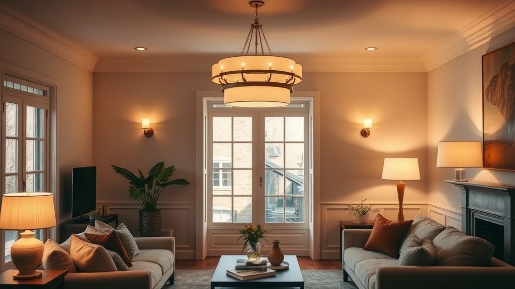 Modern Living Room Ideas 6 Modern living room with layered warm lighting that adds depth and cozy elegance.
