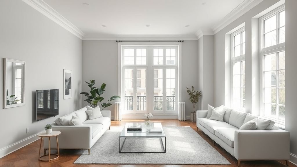 Town House Decorating Ideas: Stylish Tips for Every Space 3 Airy townhouse living room with light tones and natural light reflection.