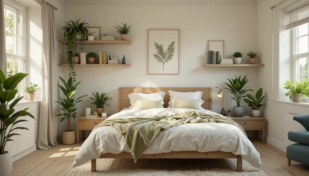 16 Dreamy Plant Lover Bedroom Ideas to Inspire Natural Decor 16 Clean bedroom with small healthy plants and soft daylight.