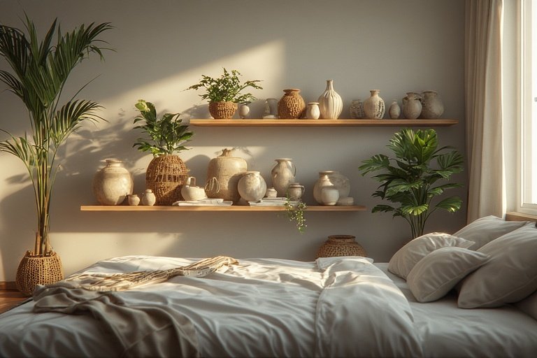Modern Plant Lover Bedroom Ideas for a Serene Escape 7 Bedroom decorated with matching ceramic pots and plants for a cohesive design.