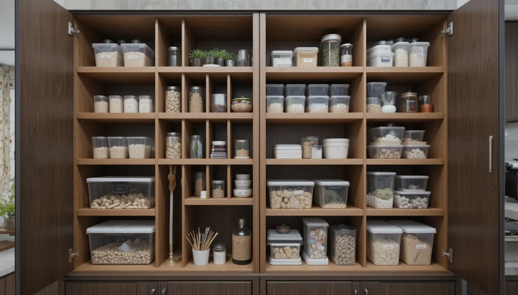 Kitchen Organization Ideas for a Beautiful and Functional Home 3 Organized kitchen cabinet with vertical dividers and containers maximizing storage space