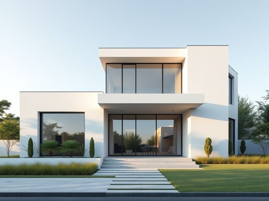 House Designs Exterior: Inspiring Ideas for a Beautiful Home Facade 2 Modern minimalist house exterior with clean lines, glass walls, and simple landscaping.