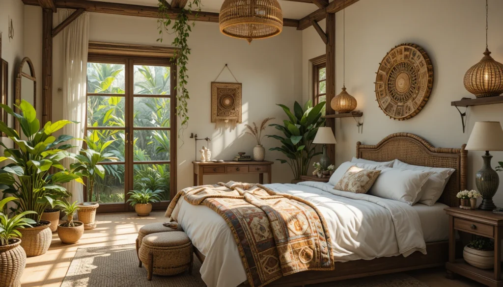 Modern Bedroom Ideas for a Dreamy Space 8 Bedroom with wooden furniture and green plants bringing warmth and natural tranquility.