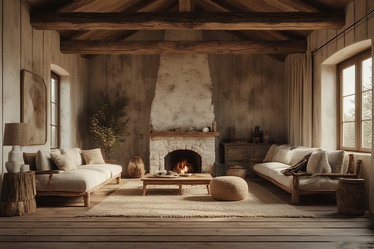 Modern Rustic Cabin Retreat: Cozy Design Ideas for a Warm, Inviting Home 5 Cabin interior with a neutral color palette and warm undertones in rustic-modern style.