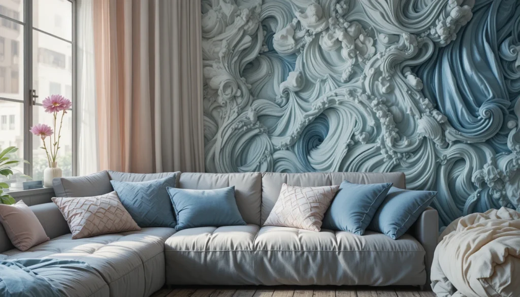 The Raspberry Mille-Feuille: A Statement Dessert for Elegant Home Decor 4 Puff pastry inspired interior décor textures with quilted cushions and pleated fabrics.
