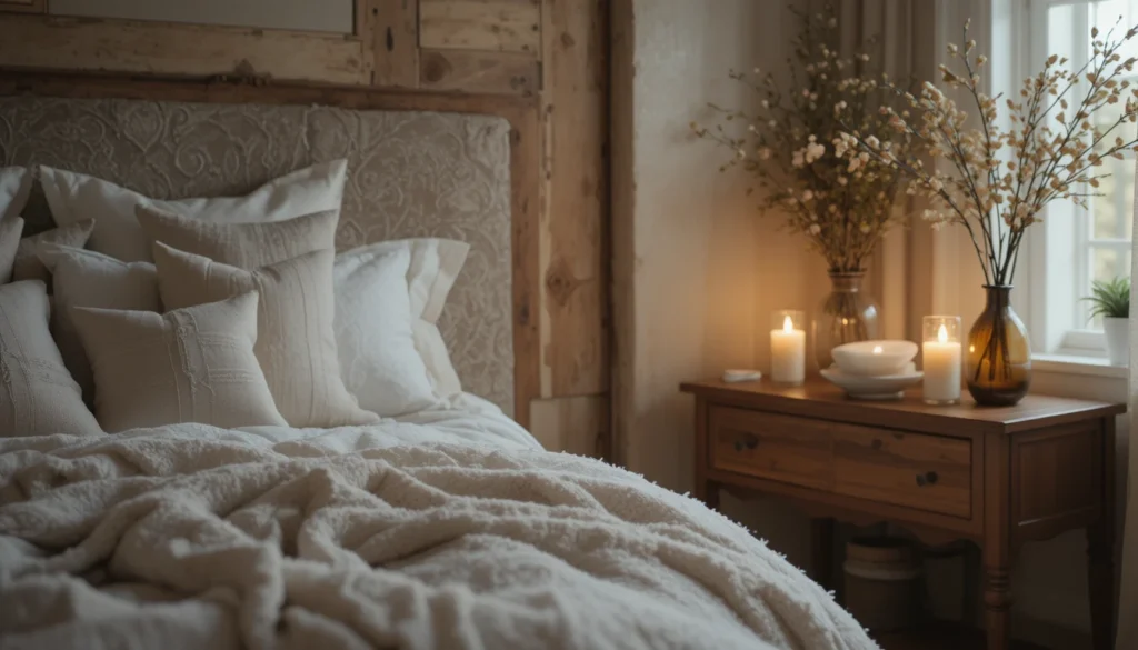 Modern Bedroom Ideas for a Dreamy Space 14 Peaceful bedroom with candles and diffusers enhancing scent and atmosphere.