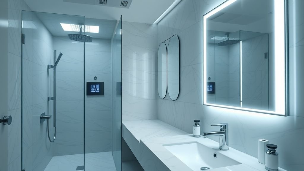 Bathroom Design Ideas for a Stylish Space 15 high-tech modern bathroom with digital controls and smart mirror