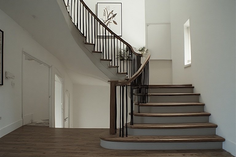 Staircase Makeover Ideas to Transform Your Home 4 staircase with modern black metal balusters and wooden handrail
