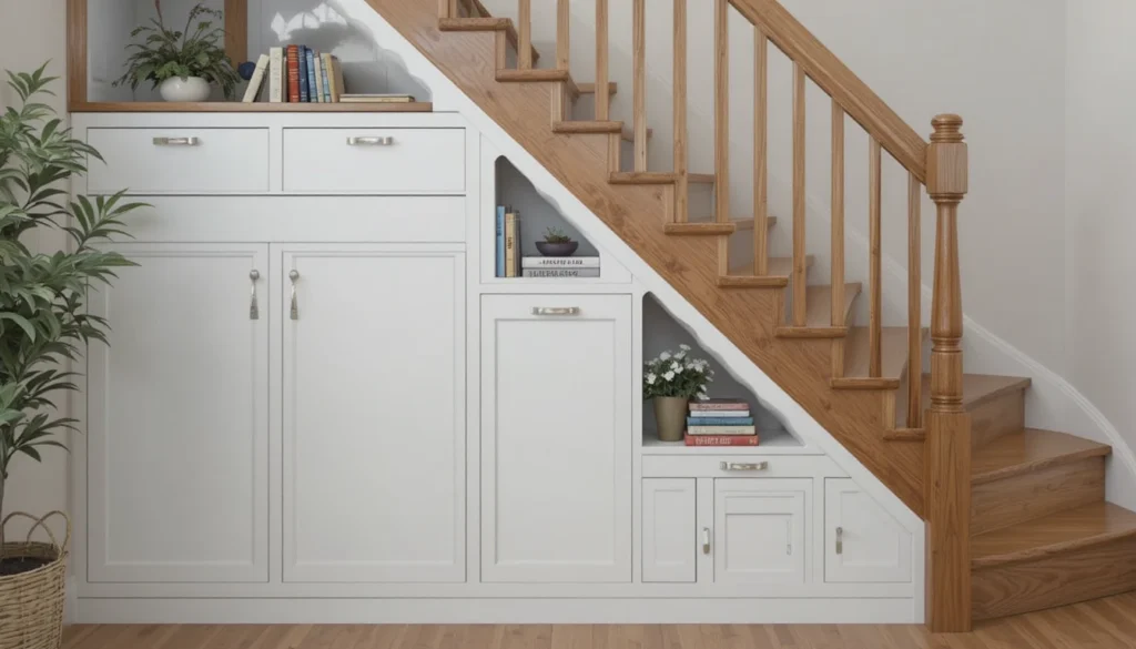 Creative Staircase Transformation Ideas 8 Staircase with built-in drawers and storage space underneath.