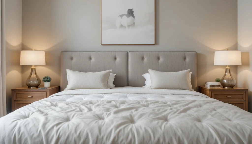 Modern Bedroom Ideas for a Dreamy Space 5 Bedroom with matching nightstands, modern lamps, and small plants adding symmetry and elegance.