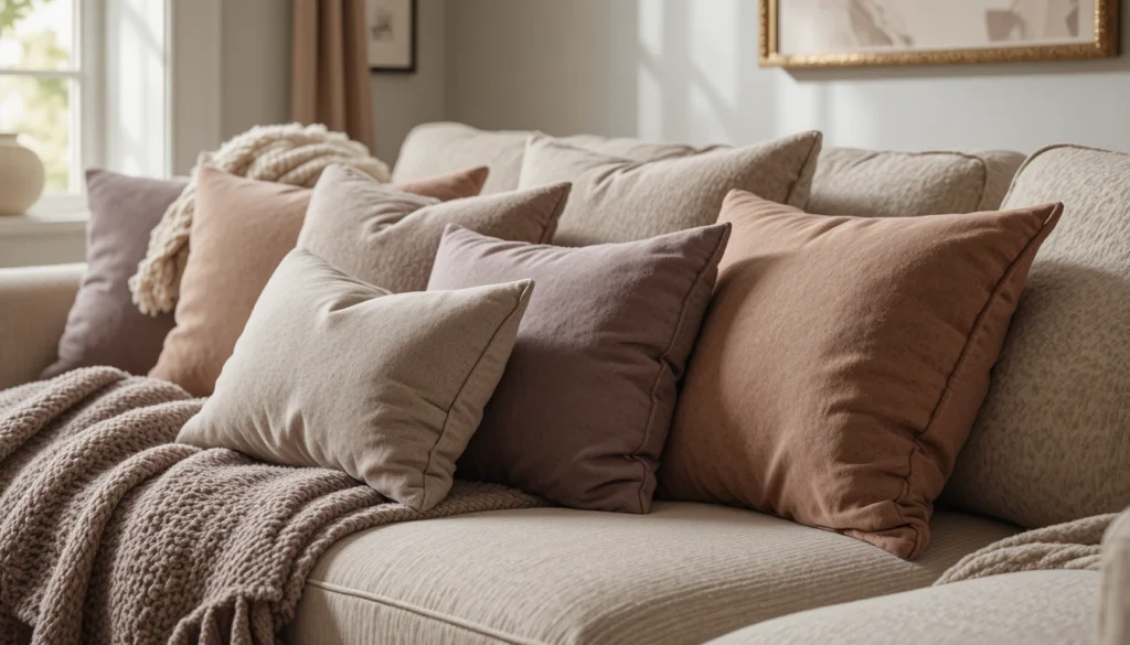 Cozy Home Interiors for Warm and Inviting Spaces 12 Cozy fabrics like velvet and wool used in soft home décor.