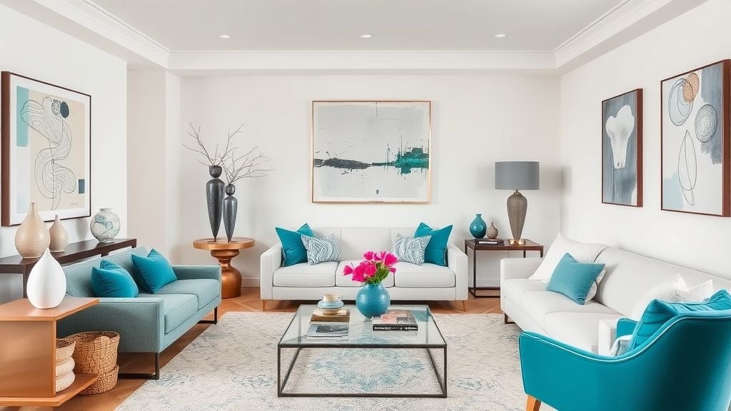 Townhouse Decorating Ideas for Modern, Stylish Living 11 Townhouse living space personalized with modern art and bold décor.